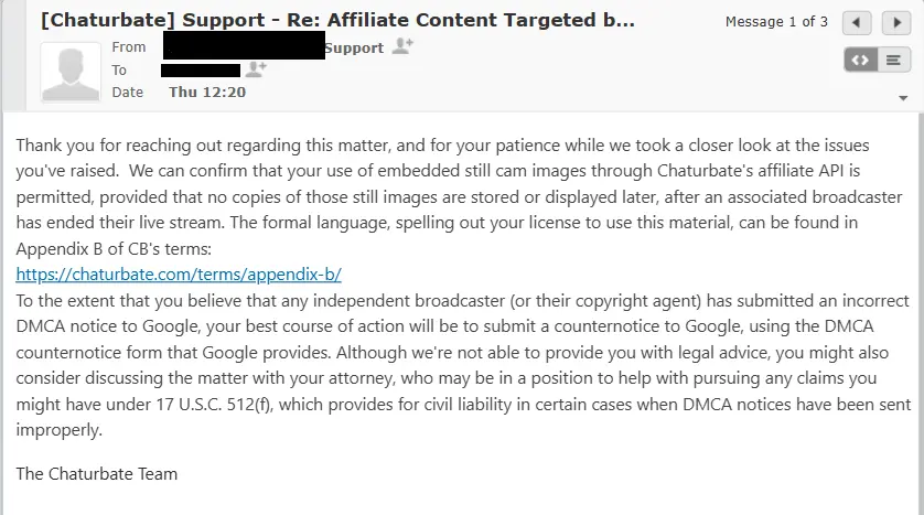 Chaturbates confirmation affiliate email